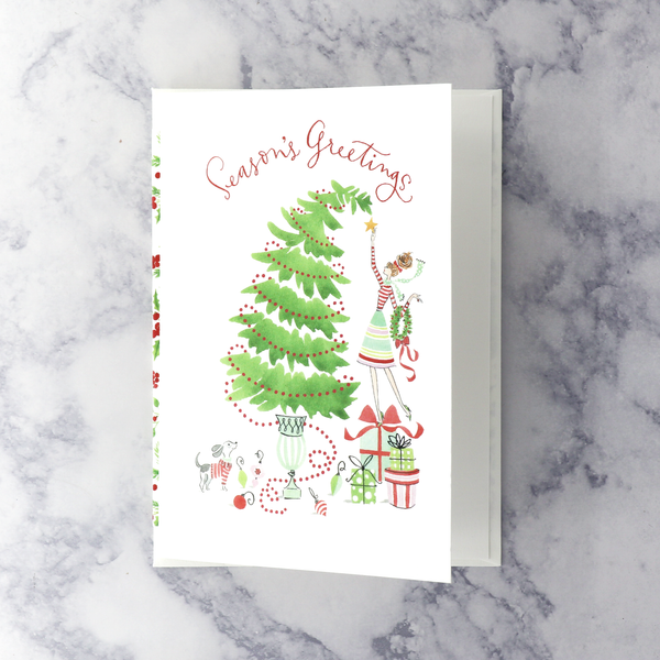 Fashion Gal With Tree Christmas Card