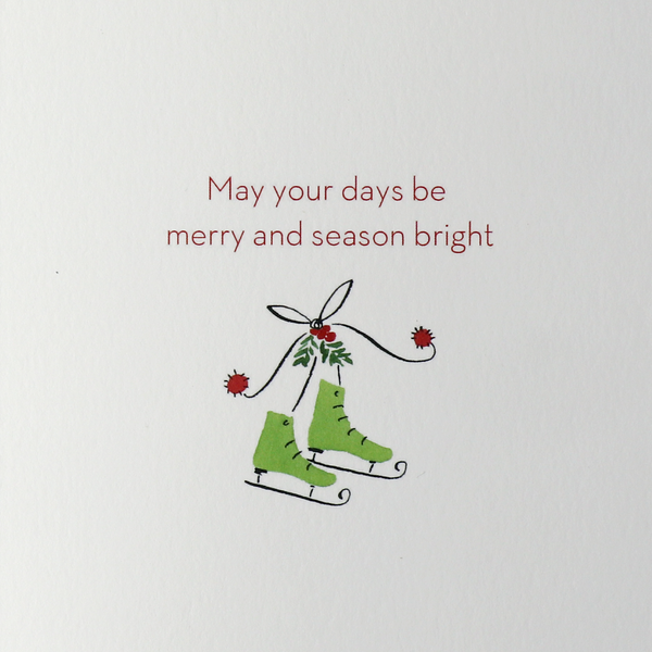 Festive Forest Penguin On Skates Christmas Card
