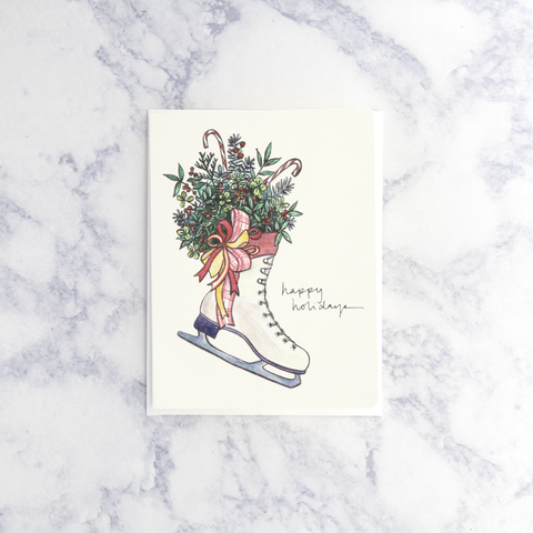 Figure Skate Wreath Holiday Card