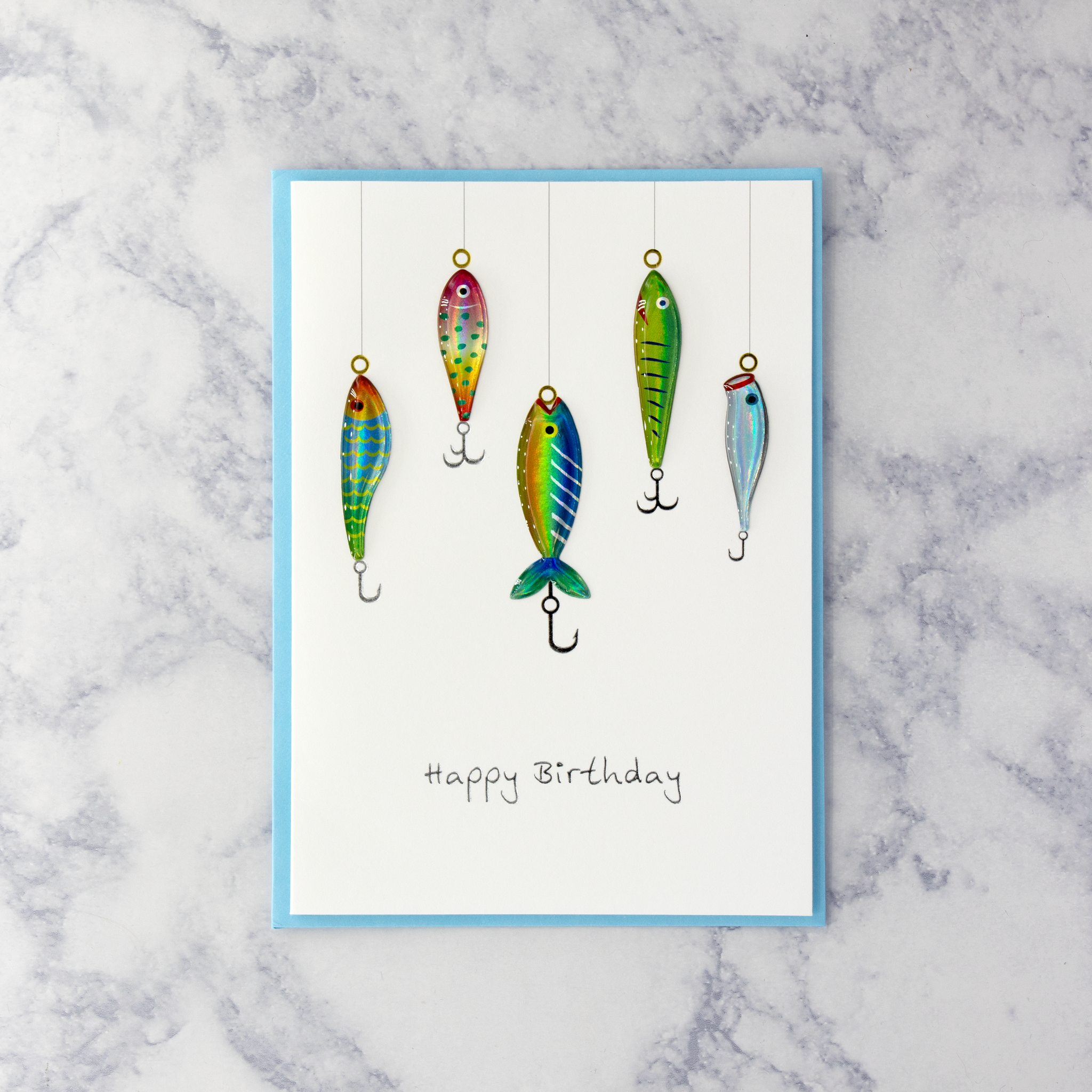 Fish On Hooks Birthday Card