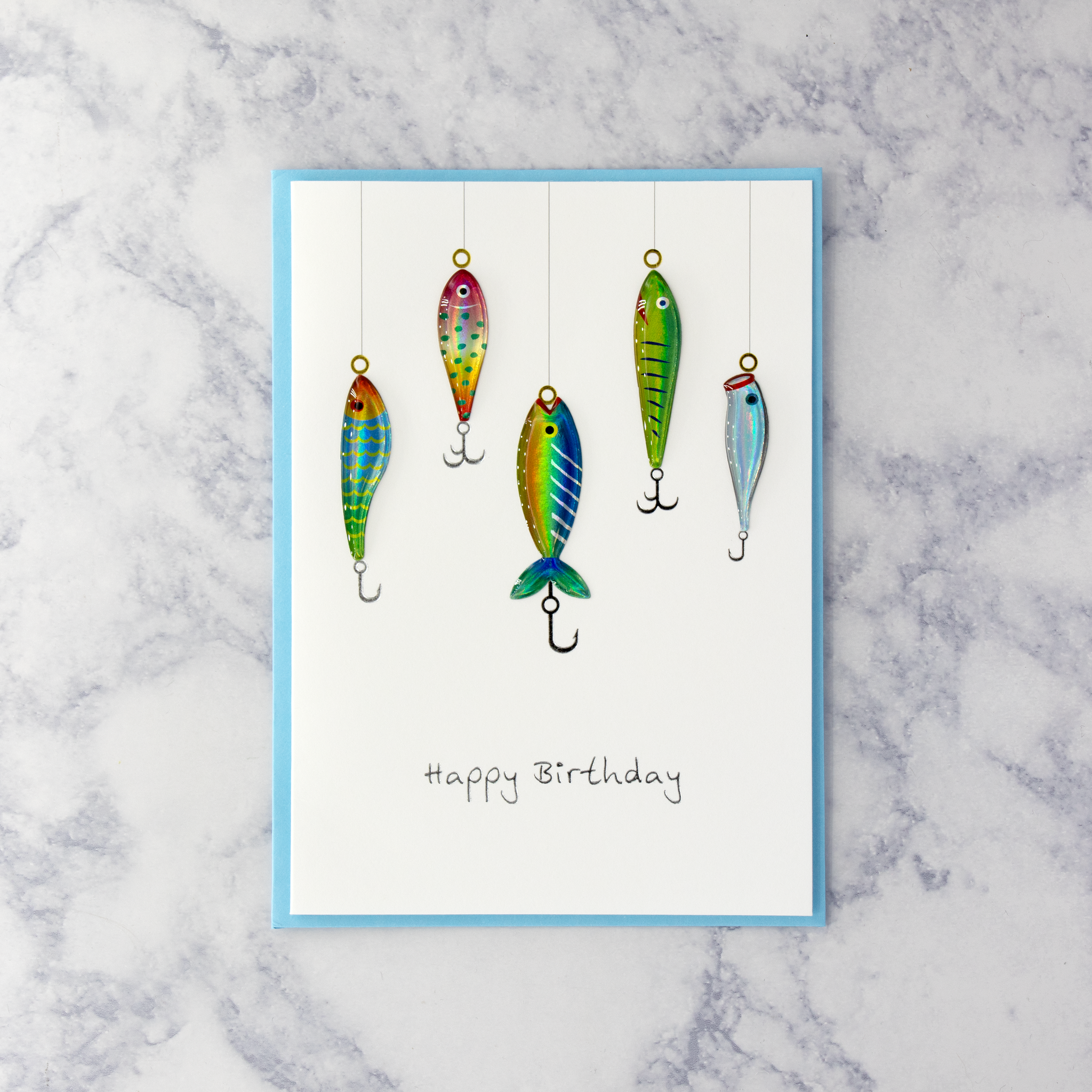 balloons and fish hooks Fish On Hooks Birthday Card – Bonsai Paper Co