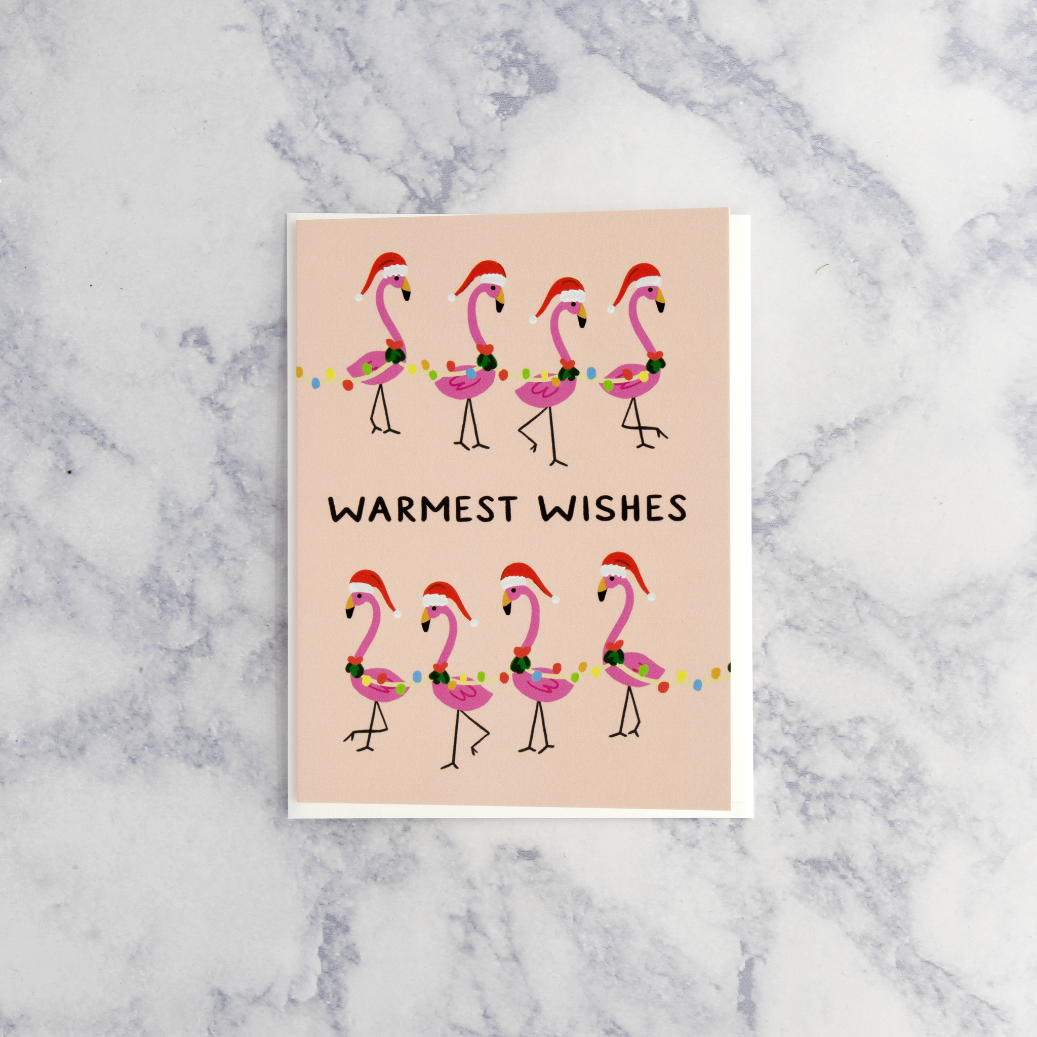 Flamingo Wishes Holiday Card