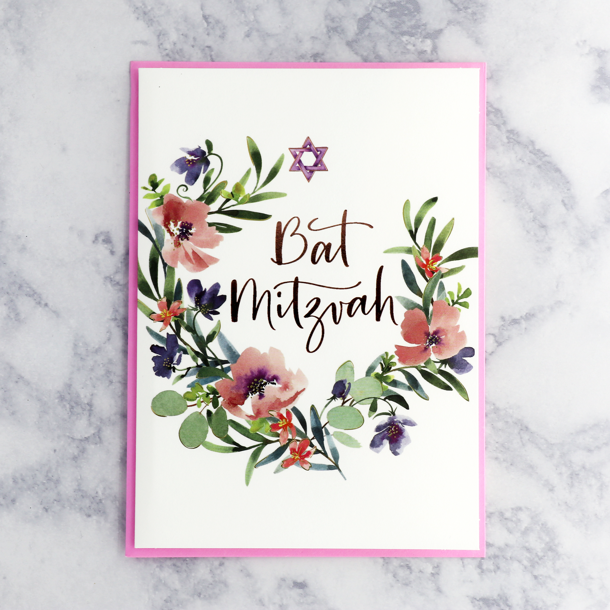 Floral Bat Mitzvah Card