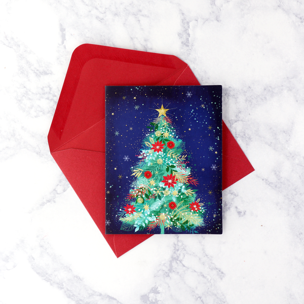 Floral Tree Prelude Christmas Boxed Cards (Set of 20)