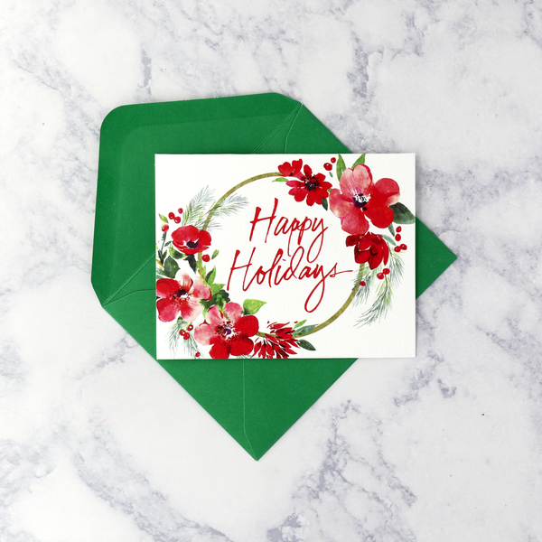 Floral Wreath Holiday Boxed Cards (Set of 20)