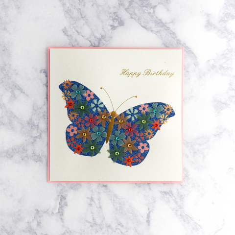 Flower Butterfly Birthday Card