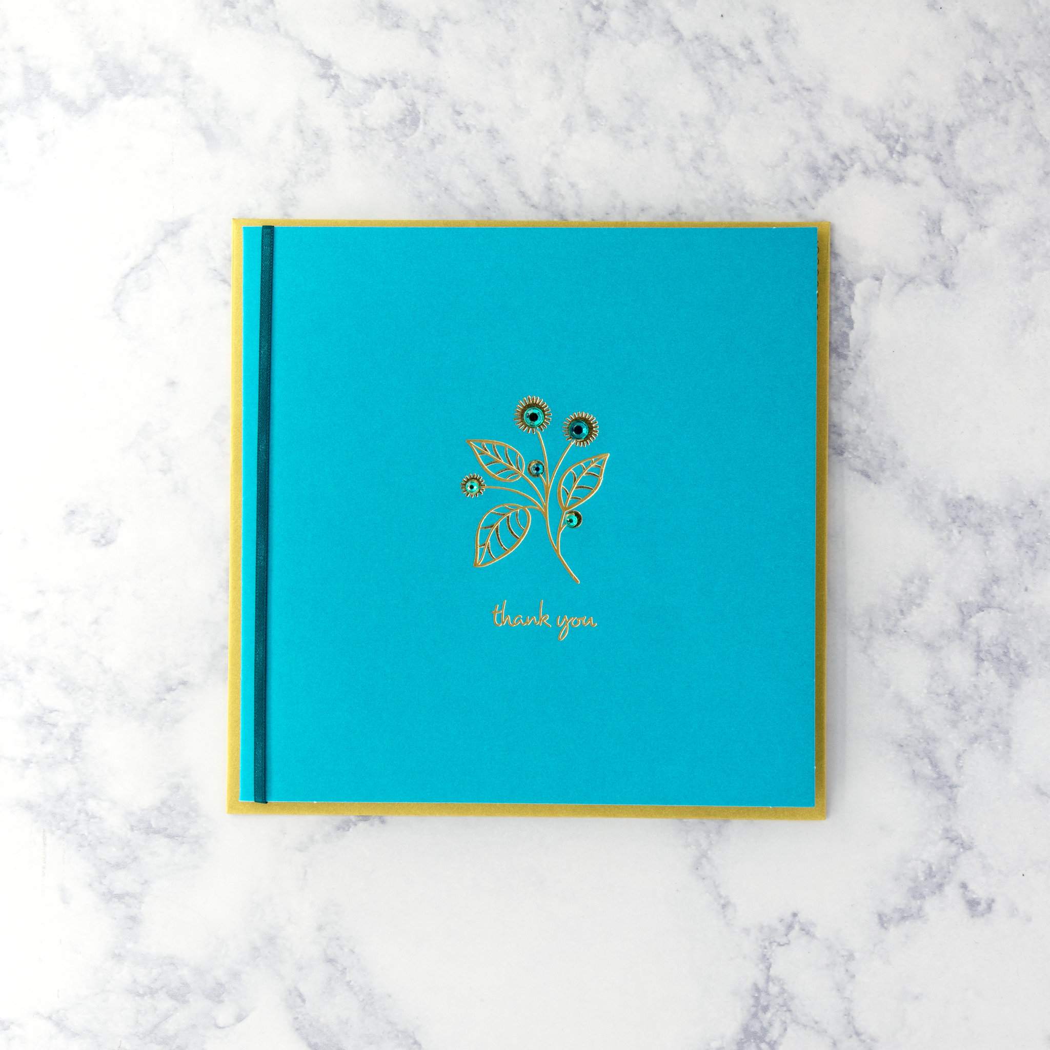 Flower With Gems Thank You Card