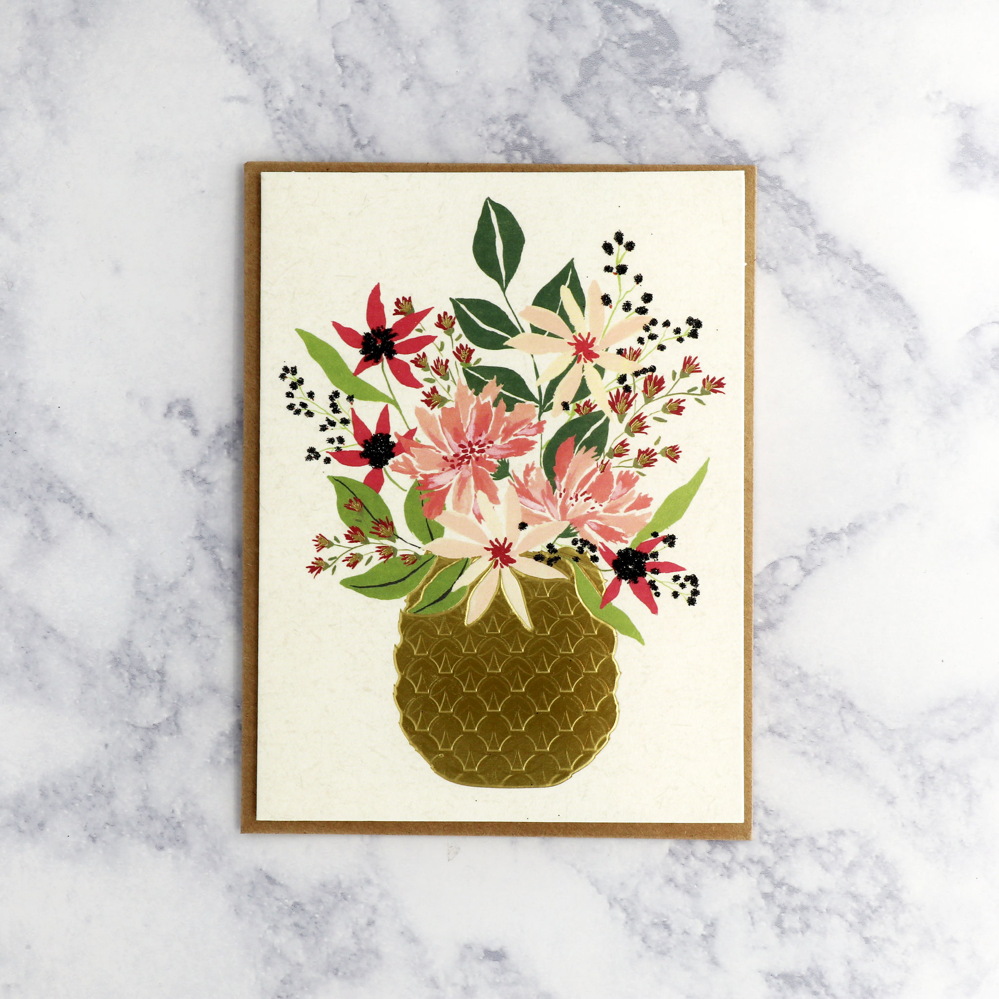 Flowers In Pineapple Thank You Card