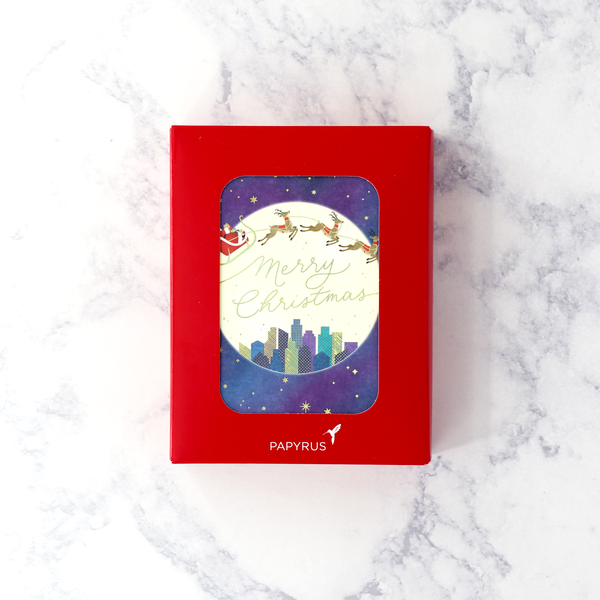 Flying Santa Sleigh Christmas Boxed Cards (Set of 20)