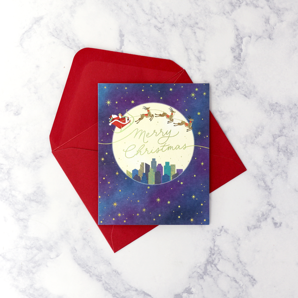 Flying Santa Sleigh Christmas Boxed Cards (Set of 20)