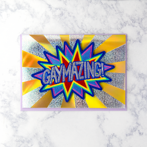 Embroidered "Gaymazing" Patch LGBTQIA+ Birthday Card