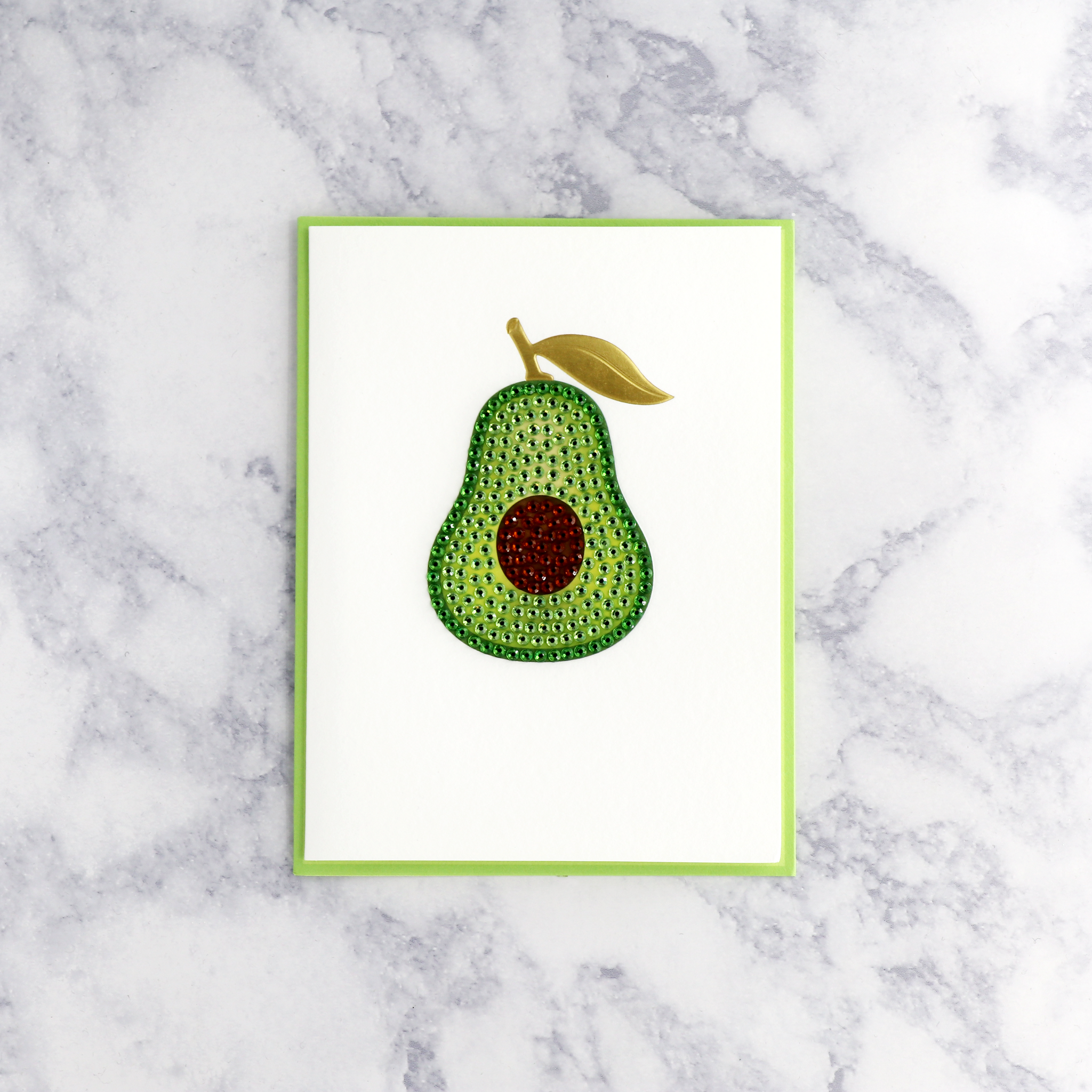 Handmade Gemmed Avocado Birthday Card