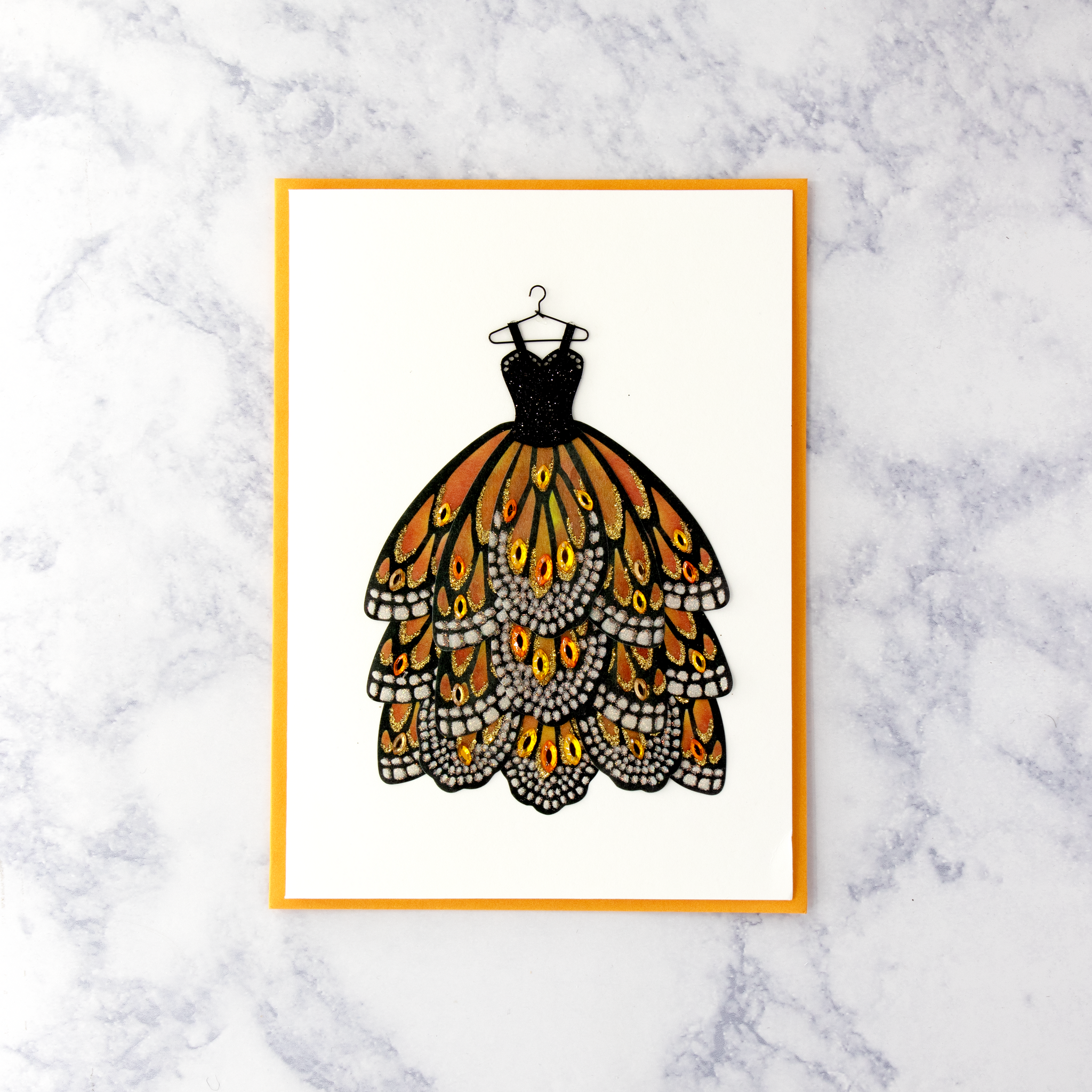 Gemmed Butterfly Dress Birthday Card