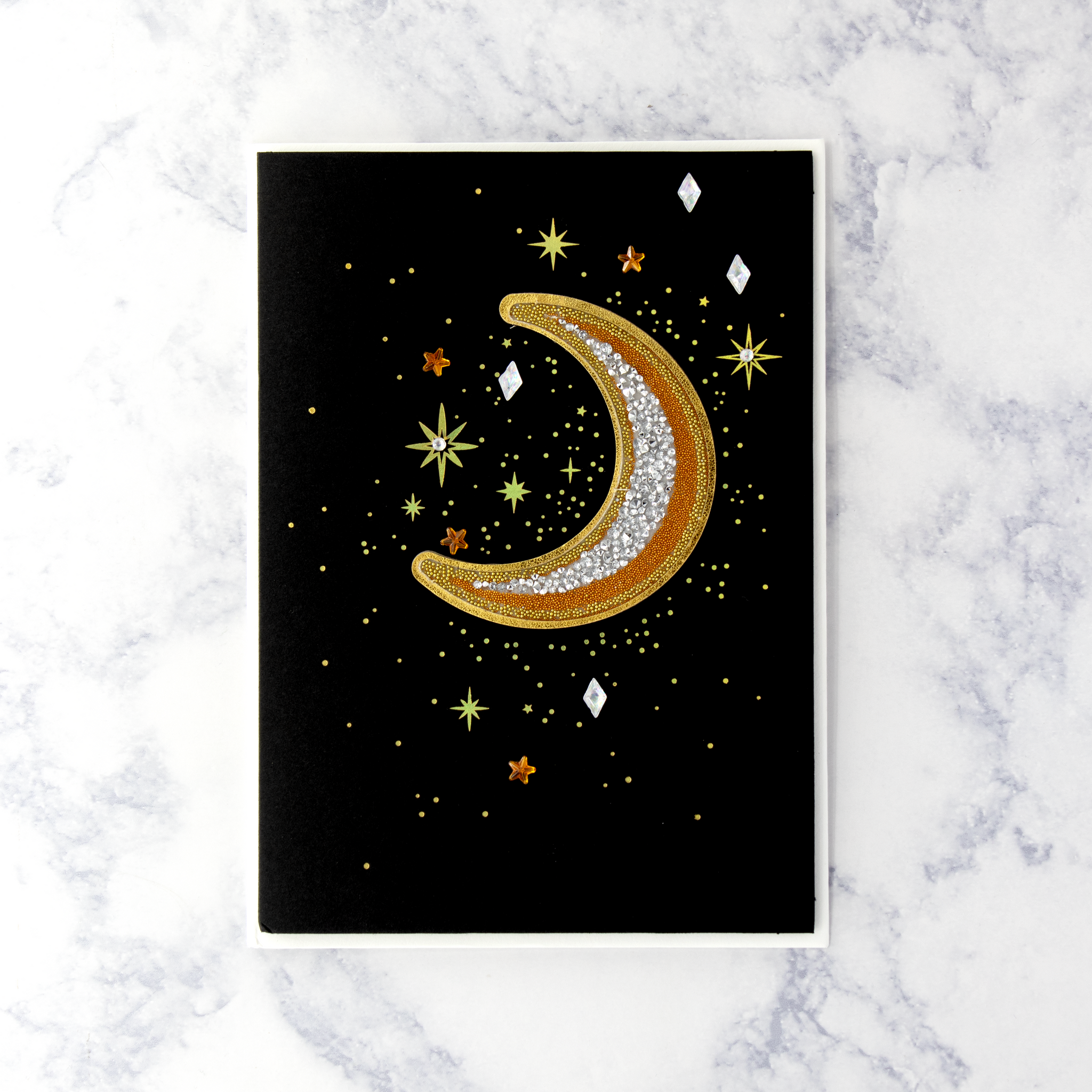 Gemmed Celestial Moon Patch Blank Card