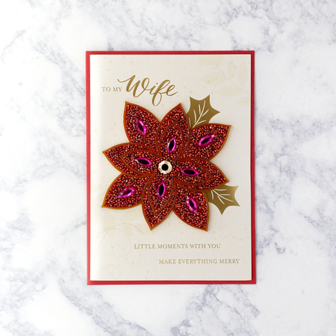 Gemmed Flower Holiday Card (Wife)