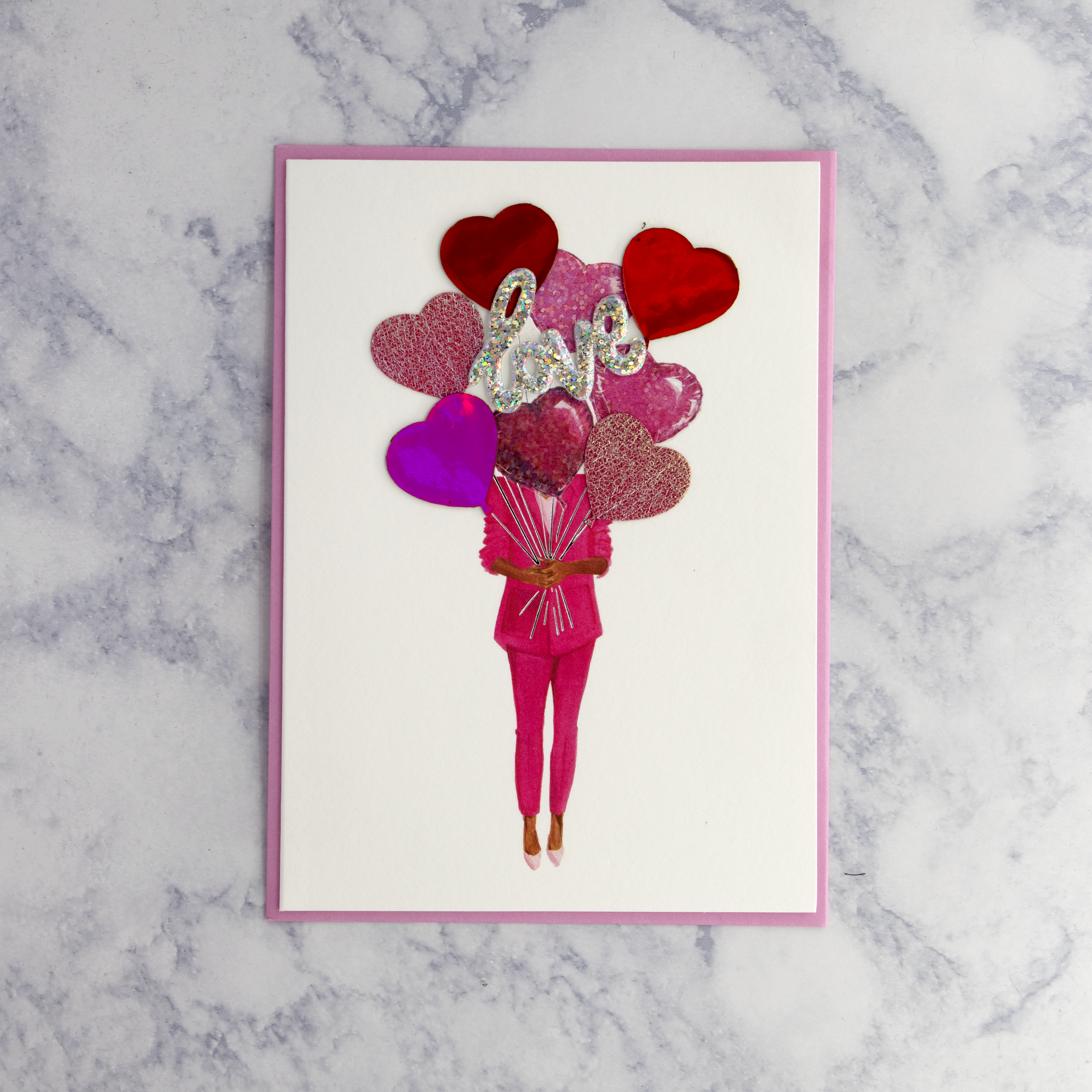 Girl With Love Balloon Valentine's Day Card