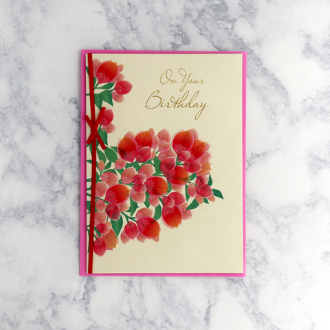 Glittered Bougainvillea Birthday Card