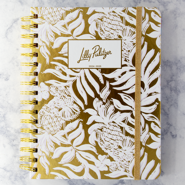 Gold Metallic Bon Vivants 17 Month Large Agenda Planner