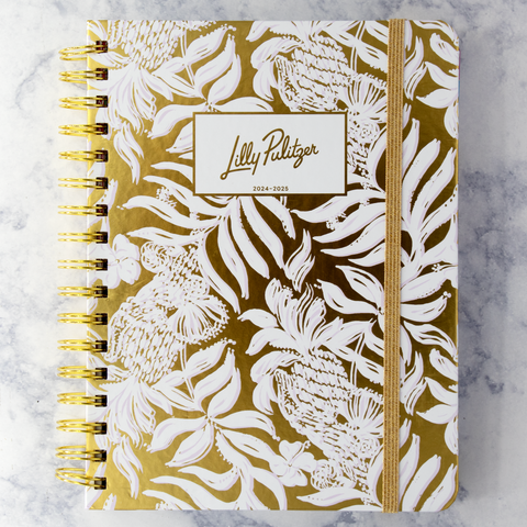 Gold Metallic Bon Vivants 17 Month Large Agenda Planner