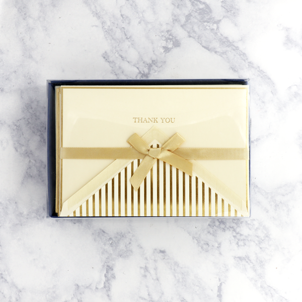 Gold Pinstriped Thank You Boxed Cards (Set of 10)
