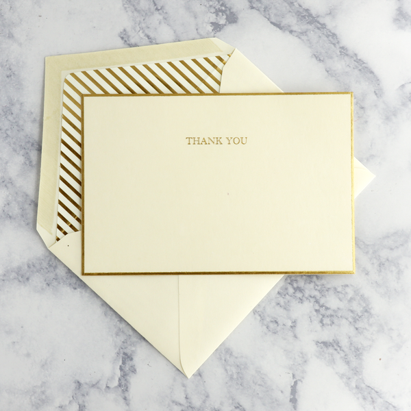 Gold Pinstriped Thank You Boxed Cards (Set of 10)
