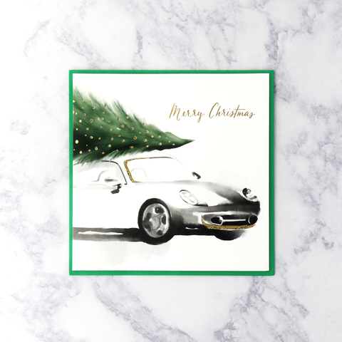 Green Watercolor Tree Christmas Card