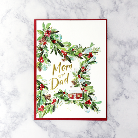 Greenery Star Wreath Christmas Card (Mom & Dad)