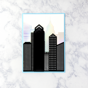 Greyscale Cityscape Father's Day Card