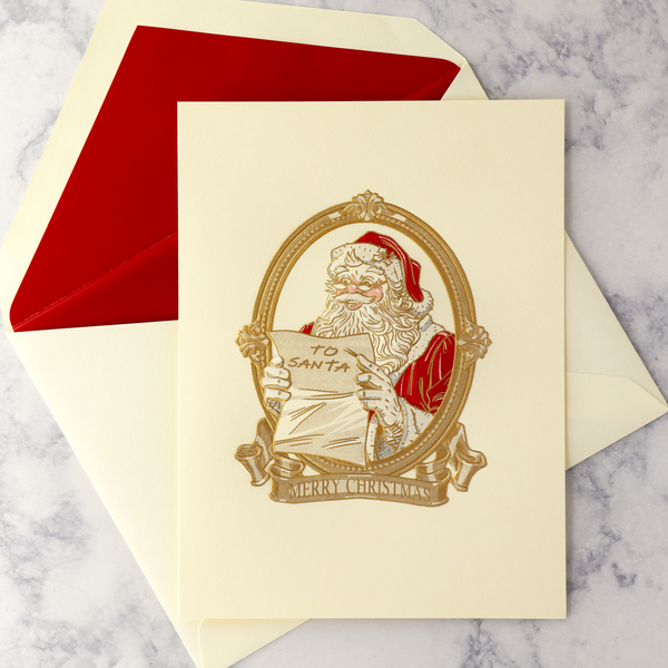 Hand Engraved Classic Santa With Letter Christmas Boxed Notes (Set of 10)
