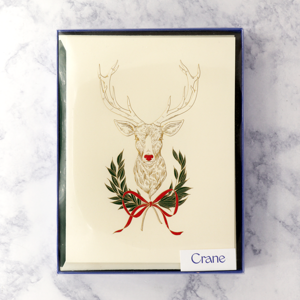 Hand Engraved Decorated Reindeer Holiday Boxed Cards (Set of 10)