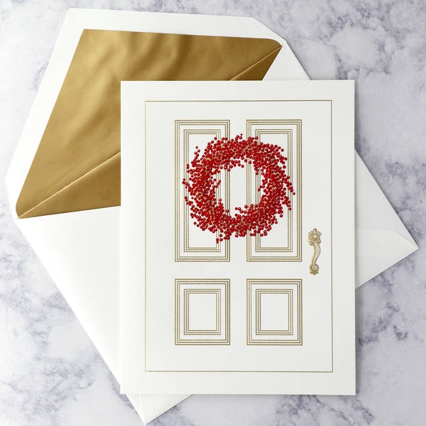 Hand Engraved Door With Wreath Holiday Boxed Notes (Set of 10)