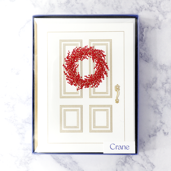 Hand Engraved Door With Wreath Holiday Boxed Notes (Set of 10)