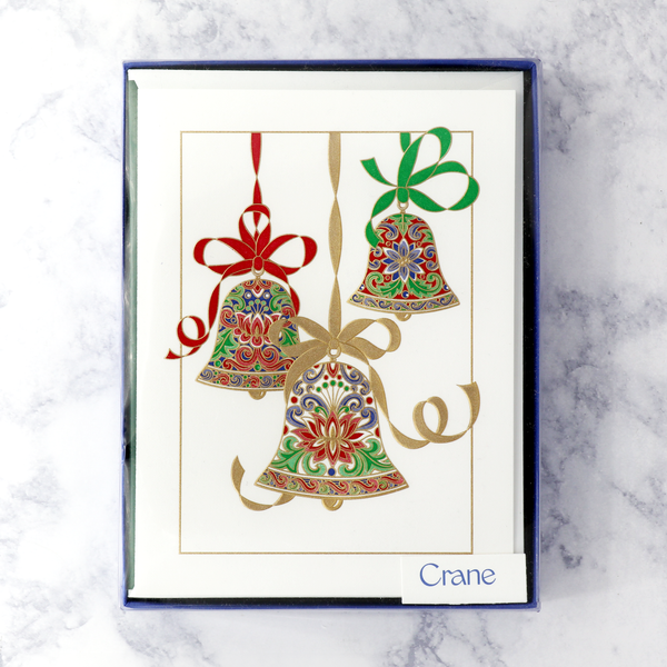 Hand Engraved Elegant Bells Holiday Boxed Cards (Set of 10)