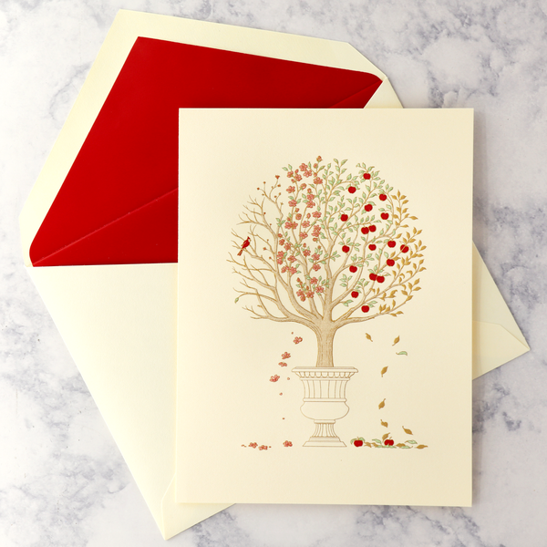 Hand Engraved Four Season Apple Tree Christmas Boxed Notes (Set of 10)