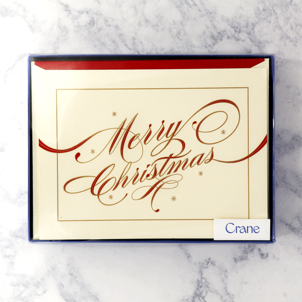 Hand Engraved Ribbon Lettering Christmas Boxed Notes (Set of 10)