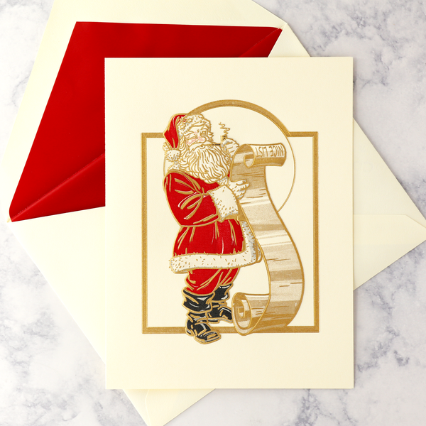 Hand Engraved Santa With List Christmas Boxed Notes (Set of 10)