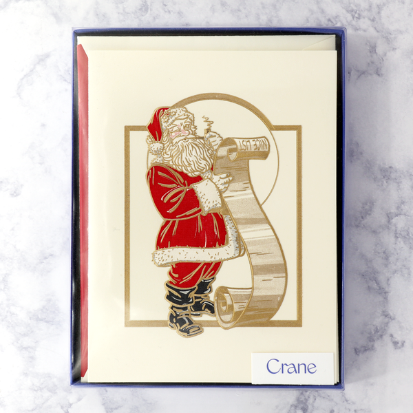 Hand Engraved Santa With List Christmas Boxed Notes (Set of 10)