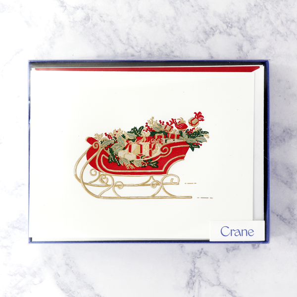Hand Engraved Santa's Sleigh Christmas Boxed Notes (Set of 10)