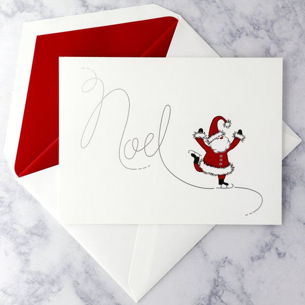 Hand Engraved Skating Noel Christmas Boxed Notes (Set of 10)