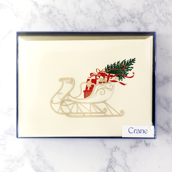 Hand Engraved Victorian Sleigh Ride Christmas Boxed Cards (Set of 10)