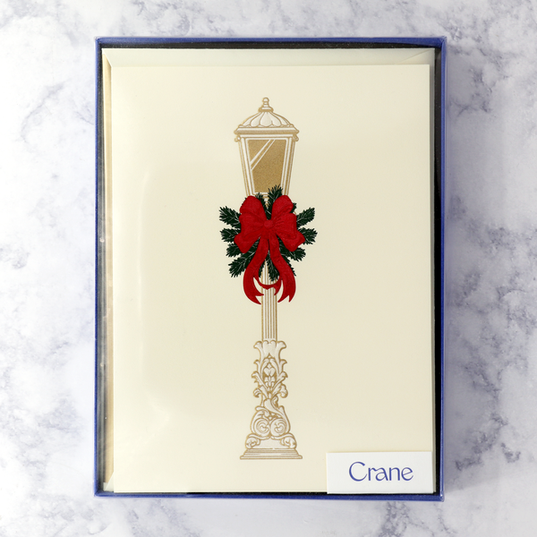 Hand Engraved Village Street Lamp Christmas Boxed Notes (Set of 10)