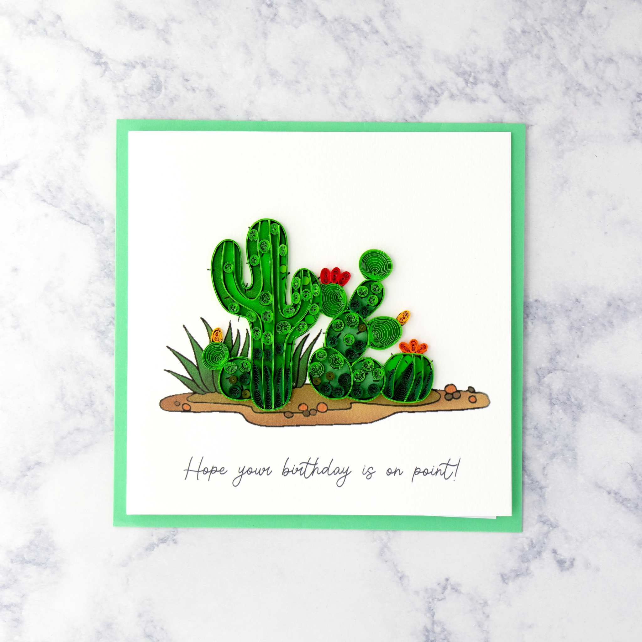 Handmade Cactus Quilling Birthday Card