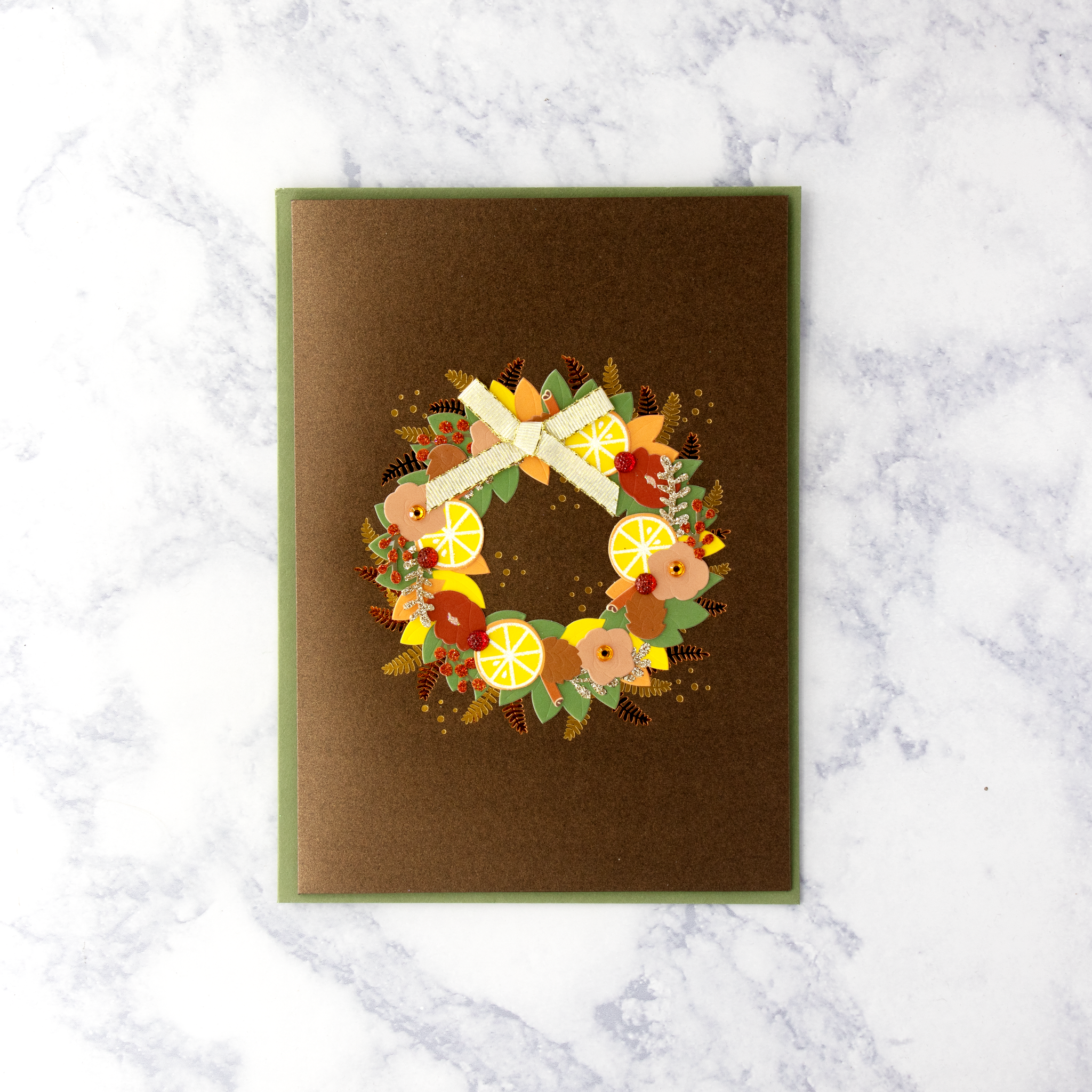 Handmade Citrus Wreath Thanksgiving Card