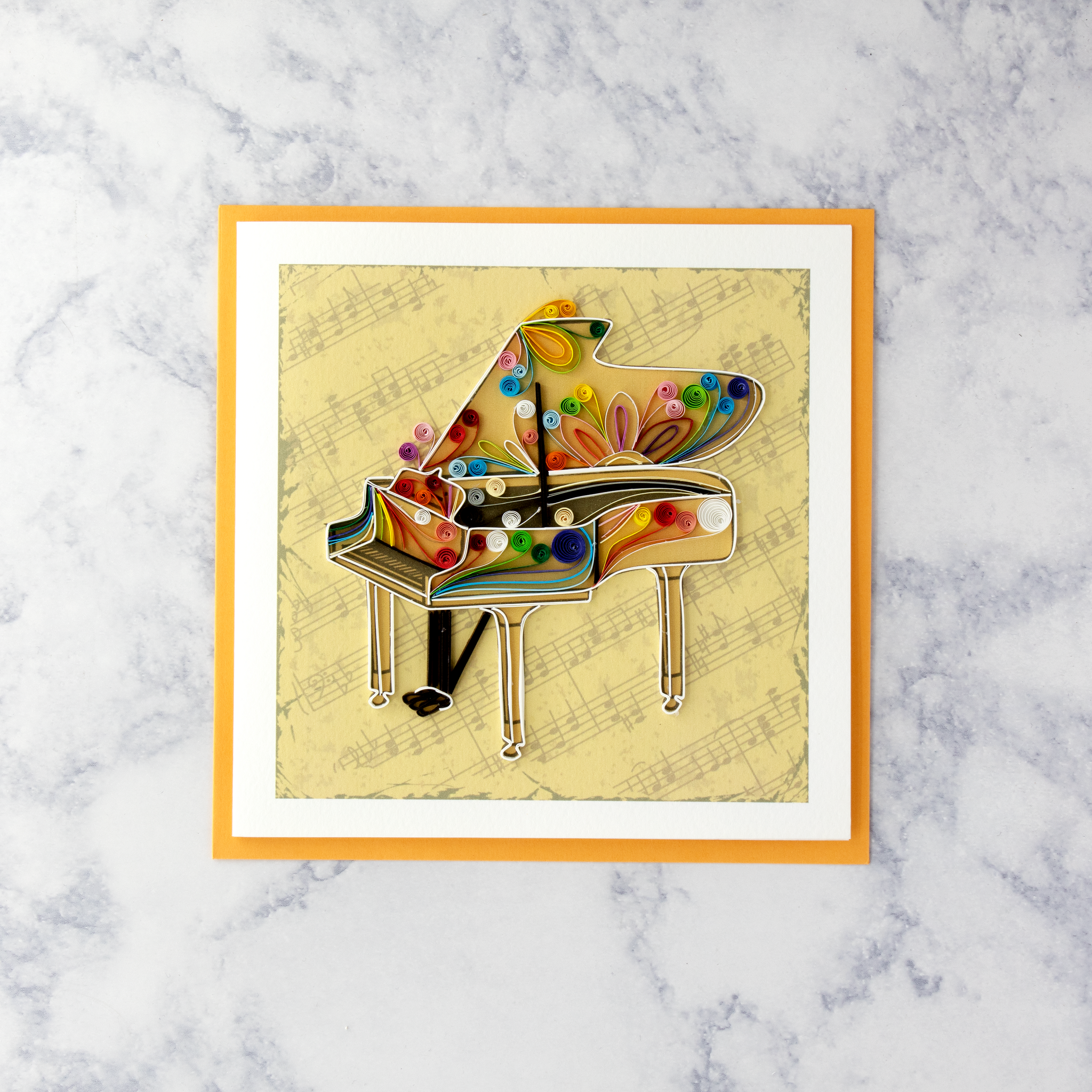 Handmade Colorful Piano Quilling Blank Card