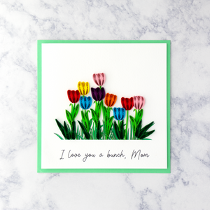 Handmade Colorful Tulips Quilling Mother's Day Card