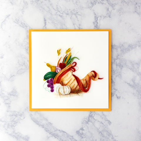 Handmade Cornucopia Quilling Thanksgiving Card