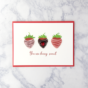 Handmade Dipped Berries Valentine's Day Card