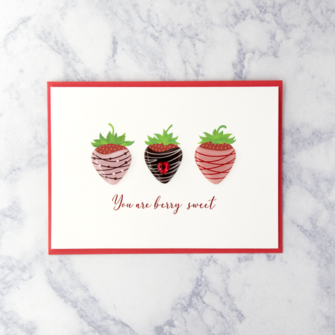 Handmade Dipped Berries Valentine's Day Card