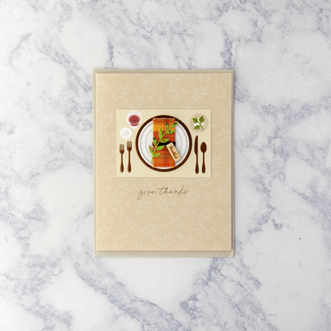 Handmade Fall Table Setting Thanksgiving Card