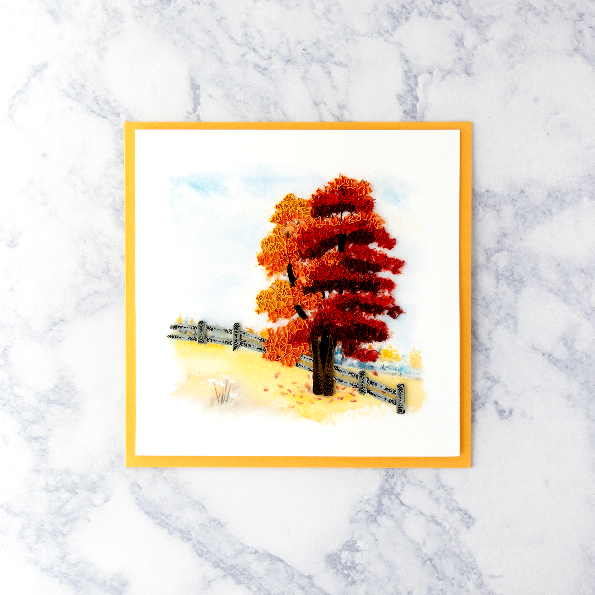 Handmade Fall Tree Quilling Thanksgiving Card